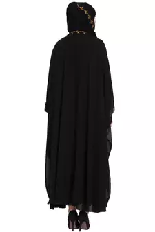 Double Layered Kashiboo Solid Abaya With Hijab