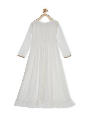 White Embroidered Net Kids Gowns 4