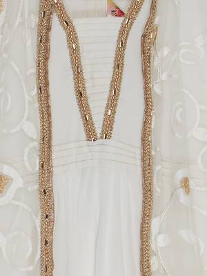 White Embroidered Net Kids Gowns 5