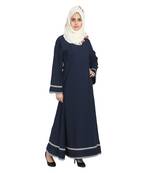 Navy Blue Crepe Full Umbrella Abaya With Hijab