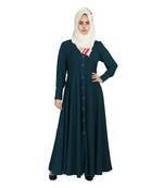 Rama Green Double Side Pocket Crepe Abaya With Hijab