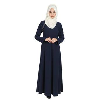 Navy Blue Crepe Full Umbrella Abaya With Hijab 2