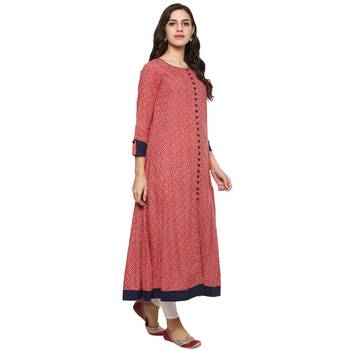 RED Women's Rayon Printed Anarkali Kurta 2