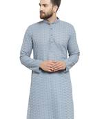 Designer Light Blue Chikankari Lenin Kurta for a Royal look by TREEMODA