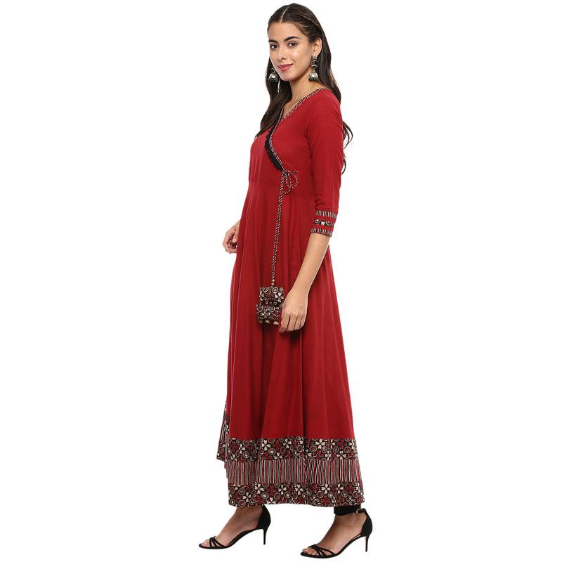 open lace back dress Atasi Womens Readymade Angrakha Style Cotton Anarkali Kurti Salwaar Kameez  with Dupatta Indian Party Dress Off White at Amazon Women's Clothing store