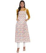 White Dangri Women's Cotton Long Dangri Style Kurta