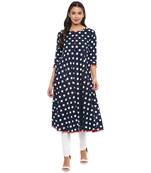 Blue Polka Women's Cotton Polka Print Anarkali Kurta