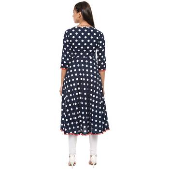 Blue Polka Women's Cotton Polka Print Anarkali Kurta 3
