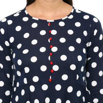 Blue Polka Women's Cotton Polka Print Anarkali Kurta 5
