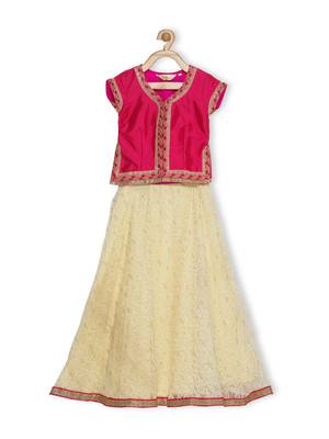 Cream Embroidered Net Stitched Lehenga 2