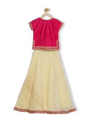 Cream Embroidered Net Stitched Lehenga 3