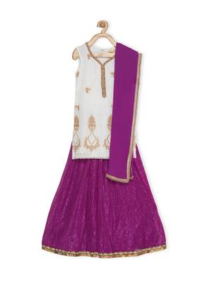 Purple Embroidered Faux Net Stitched Lehenga 1