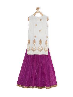 Purple Embroidered Faux Net Stitched Lehenga 3