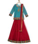 Maroon Embroidered Faux Net Stitched Lehenga