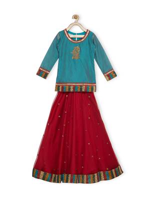 Maroon Embroidered Faux Net Stitched Lehenga 2