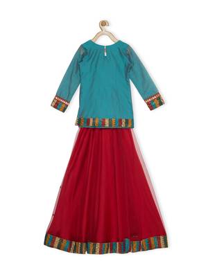 Maroon Embroidered Faux Net Stitched Lehenga 3