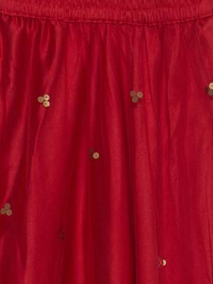 Maroon Embroidered Faux Net Stitched Lehenga 4