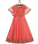 Light Pink Woven Faux Net Stitched Lehenga