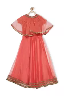 Light Pink Woven Faux Net Stitched Lehenga