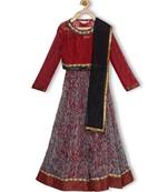 Multicolor Embroidered Faux Chiffon Stitched Lehenga