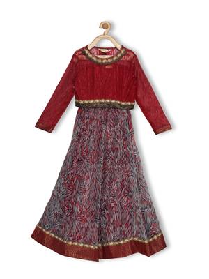 Multicolor Embroidered Faux Chiffon Stitched Lehenga 2