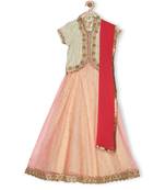 Cream Embroidered Faux Net Stitched Lehenga