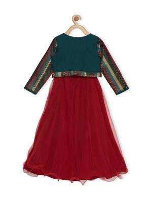 Maroon Embroidered Faux Net Stitched Lehenga 3