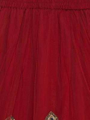 Maroon Embroidered Faux Net Stitched Lehenga 4