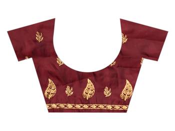 Maroon embroidered fancy fabric saree with blouse 4
