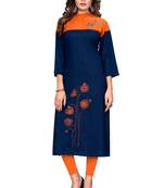 Blue plain rayon kurti