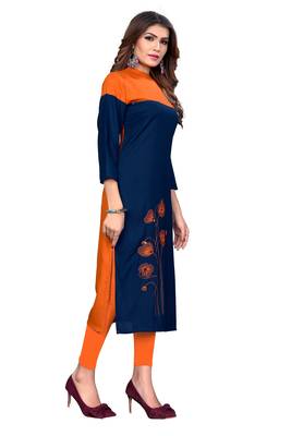 Blue plain rayon kurti 3