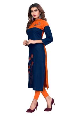 Blue plain rayon kurti 4