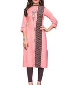 Light-peach printed rayon kurti