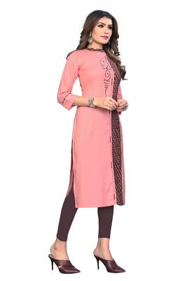 Light-peach printed rayon kurti 3