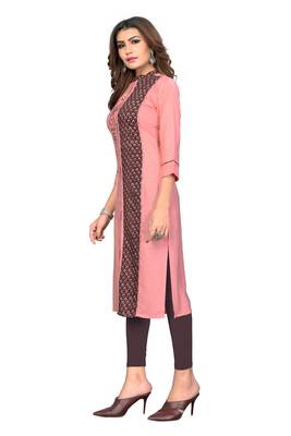 Light-peach printed rayon kurti 4