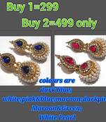 Buy 2 blue and Dark pink Double Gota earring
