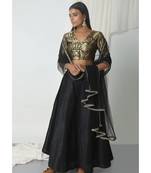 Black Brocade Choli Lehenga Set