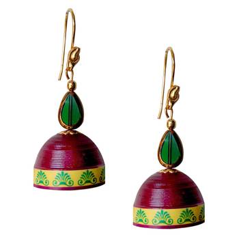 Maroon Quilled Jhumkas 1
