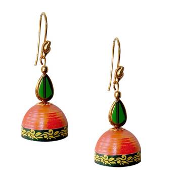 Brick Red Quilled Jhumkas 1
