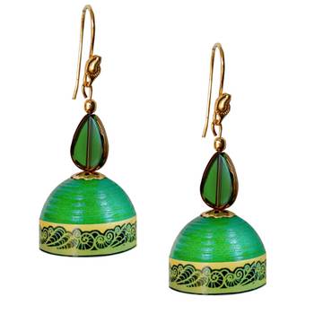 Leaf Green Quilled Jhumkas 1