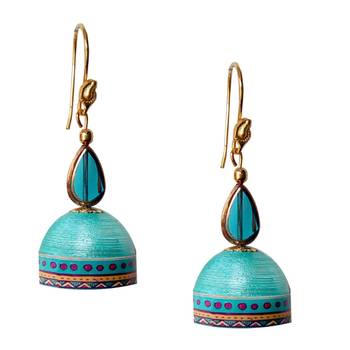 Aqual Blue Quilled Jhumkas 1