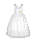 White Plain Net Kids Girl Gowns