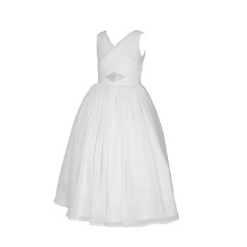White Plain Chiffon Kids Girl Gowns 1