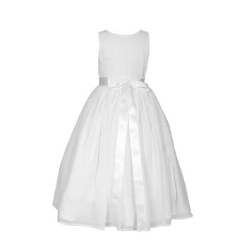 White Plain Chiffon Kids Girl Gowns 2