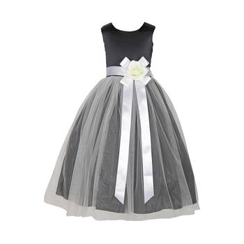 Black Plain Net Kids Girl Gowns 1