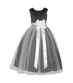 Black Plain Net Kids Girl Gowns