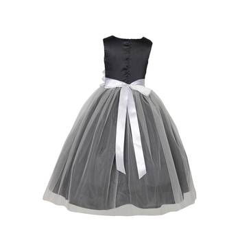 Black Plain Net Kids Girl Gowns 2