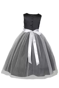 Black Plain Net Kids Girl Gowns
