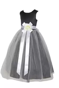 Black Plain Net Kids Girl Gowns