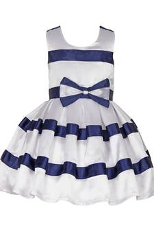 White Plain Raw Silk Kids Frocks